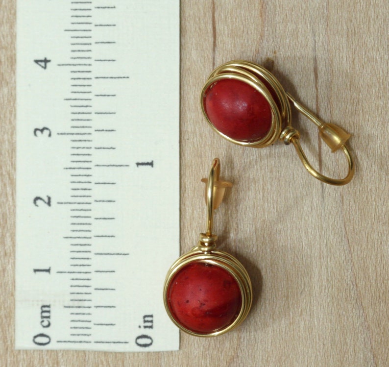 Boucles doreilles rouges enveloppées de poteau de fil, cadeau de Noël pour des femmes image 8