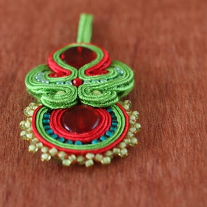 Halskette Anhänger Soutache, großes Stickerei Medaillon, Folk Hippie Anhänger Bild 5