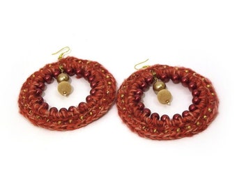 Boucles d’oreilles de cerceau de Boho, bijoux perlés de crochet