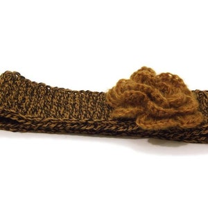 Flower headband for women, mustard ear warmer, stretchy hair band image 1
