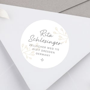 Adressaufkleber rund runde Aufkleber mit Adresse Sticker für Hochzeit runde Adressensticker Etiketten personalisiert Hochzeit imagen 1