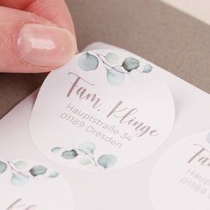 Adressaufkleber rund | runde Aufkleber mit Adresse | runde Adressetiketten | Sticker für Hochzeit | runde Adressensticker Eukalyptus