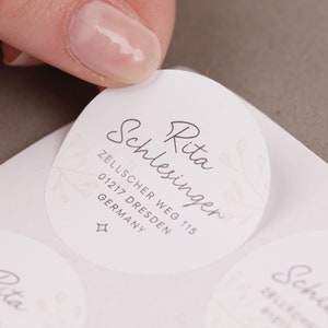 Adressaufkleber rund runde Aufkleber mit Adresse Sticker für Hochzeit runde Adressensticker Etiketten personalisiert Hochzeit imagen 3