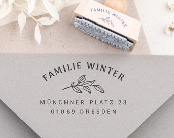 Familienstempel mit Adresse und Vornamen, Stempel Familie personalisiert, Familienstempel selbstfärbend, Geschenk zum Einzug, Hochzeit