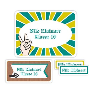 Namensaufkleber für Kinder, Schulaufkleber, Geschenk Einschulung, Geschenk Schulanfang, Sticker, Aufkleber mit Namen Peace ASET036 image 1