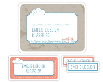 Namensaufkleber für Kinder, Schulaufkleber, Geschenk Einschulung, Geschenk Schulanfang, Sticker, Aufkleber mit Namen - Papierflieger ASET027