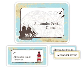 Namensaufkleber für Kinder, Schulaufkleber, Geschenk Einschulung, Geschenk Schulanfang, Sticker, Aufkleber mit Namen - Segelboot ASET013