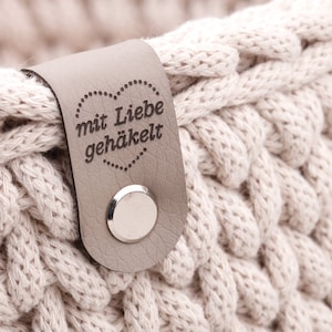 Lederlabel für Körbe, Kunstleder Labels mit Chicago Screws, Label mit Schraubniete, Knicklabel mit langen Schrauben, Label zum anschrauben image 1