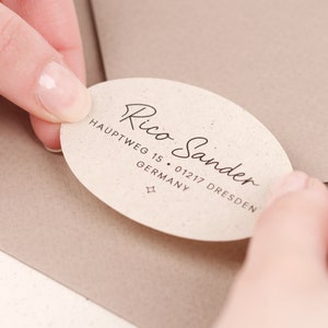 ovale Adressaufkleber personalisiert | Adressetiketten Graspapier | Aufkleber mit Adresse | personalisierte Aufkleber | Sticker für Hochzeit
