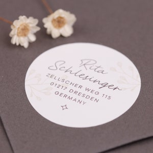 Adressaufkleber rund runde Aufkleber mit Adresse Sticker für Hochzeit runde Adressensticker Etiketten personalisiert Hochzeit imagen 2