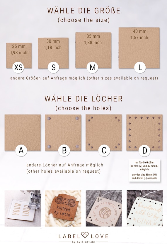 Vin Beauty Handmade Label 72 Stück - PU Lederetiketten 'Handmade With Love' Zum Annähen