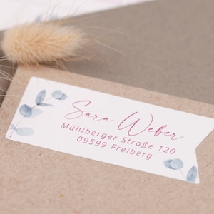 Adressaufkleber personalisiert | Sticker für Hochzeit | Adressetiketten wasserfest | Aufkleber mit Adresse | Adressaufkleber Eukalytus