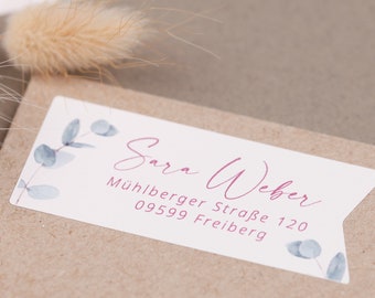 Adressaufkleber personalisiert | Sticker für Hochzeit | Adressetiketten wasserfest | Aufkleber mit Adresse | Adressaufkleber Eukalytus