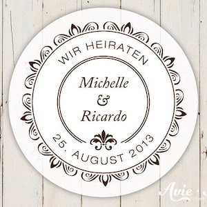 Stempel save the date Serie Barock, Hochzeitsstempel mit Datum und Namen, DIY Hochzeit, individueller Stempel für Hochzeiten S-135 Bild 1