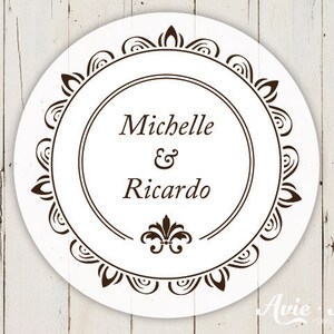 Hochzeitsstempel mit Namen Serie Barock, Stempel mit den Namen des Brautpaares, DIY Hochzeit, Namensstempel Braut & Bräutigam, S-139