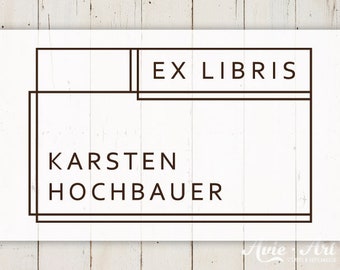 Ex Libris Stempel Grafik, moderner Bücherstempel mit Rahmen, Exlibris, Ex-Libris, Stempel für Bücher S-147