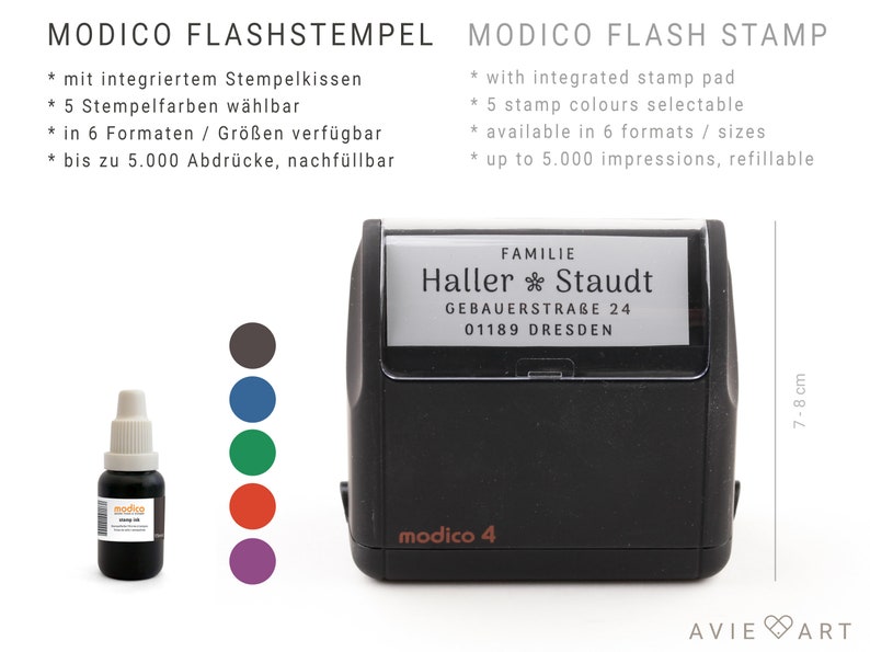 Adressstempel personalisiert, Textstempel mit Adresse, Stempel mit Adresse und Vornamen, Geschenk zur Hochzeit, Geschenk zum Einzug afbeelding 9