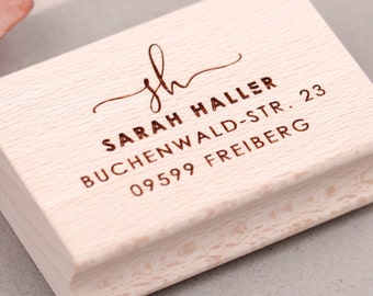 Adressstempel personalisiert | Stempel mit Adresse | Adressstempel Initialen | Personalisierter Stempel Initialen | moderner Stempel Adresse