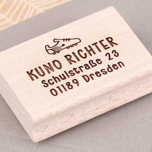 Adressstempel für Kinder || personalisierter Stempel || Namensstempel Fußball || Geschenk Einschulung Junge || Geschenk Einschulung Mädchen