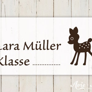 Namensstempel für Kinder Reh, über 70 Motive zur Auswahl, Schulstempel, Kinderstempel mit Namen, Geschenk zur Einschulung S-091