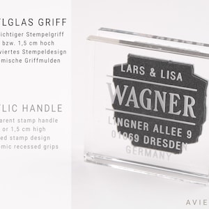 Adressstempel personalisiert, Textstempel mit Adresse, Stempel mit Adresse und Vornamen, Geschenk zur Hochzeit, Geschenk zum Einzug afbeelding 8