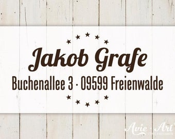 Adressstempel Twinkling Star, Stempel mit Adresse, persönlicher Stempel, personalisierter Adressstempel S-053