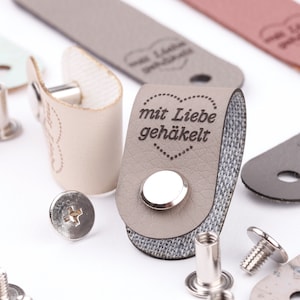 Lederlabel für Körbe, Kunstleder Labels mit Chicago Screws, Label mit Schraubniete, Knicklabel mit langen Schrauben, Label zum anschrauben image 9