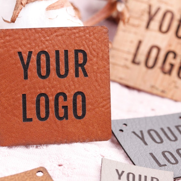 Leder Label mit Logo, Kunstleder Label mit eigenem Logo, Lederlabel personalisiert, Lederlabel zum Annähen, Leder Tag mit Logo, ab 25 Stück