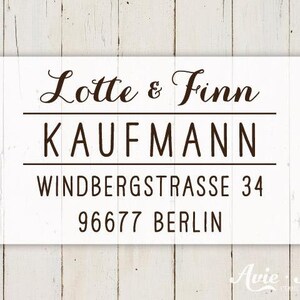 Familienstempel mit Adresse und Vornamen, Stempel für Paare, persönlicher Adressstempel mit Vornamen S-226 Bild 1