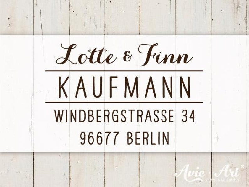 Familienstempel mit Adresse und Vornamen, Stempel für Paare, persönlicher Adressstempel mit Vornamen S-226 Bild 1