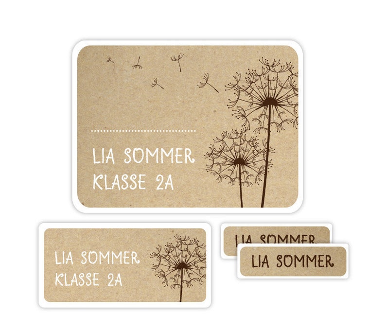 Namensaufkleber für Kinder, Schulaufkleber, Geschenk Einschulung, Geschenk Schulanfang, Sticker, Aufkleber mit Namen Pusteblume ASET021 image 1