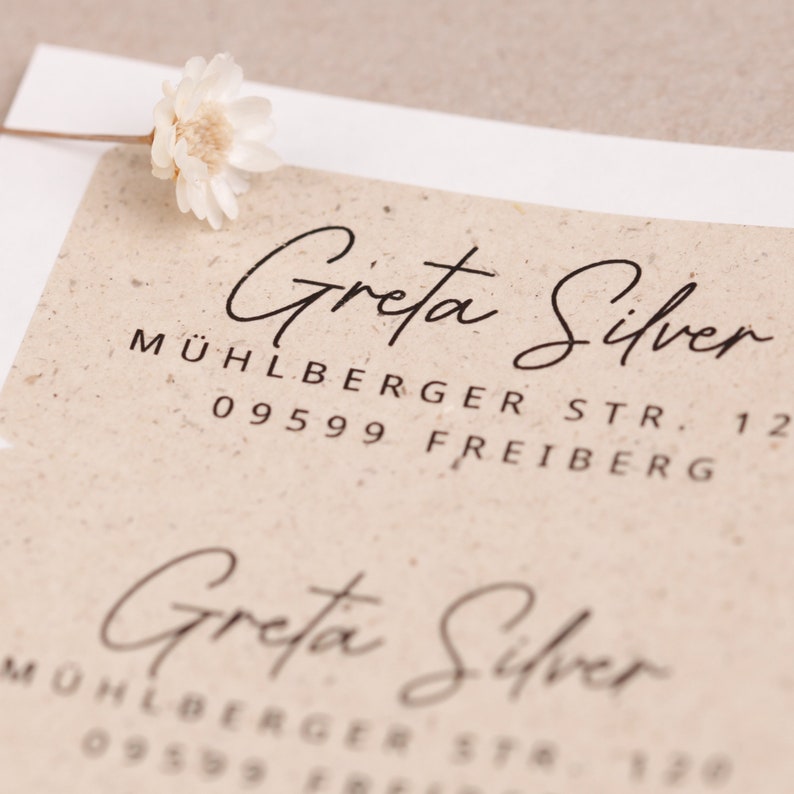 Adressaufkleber personalisiert Adressetiketten Graspapier Aufkleber mit Adresse personalisierte Aufkleber Sticker für Hochzeit Bild 5