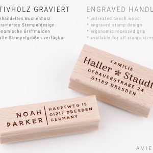 Adressstempel personalisiert, Textstempel mit Adresse, Stempel mit Adresse und Vornamen, Geschenk zur Hochzeit, Geschenk zum Einzug Bild 7