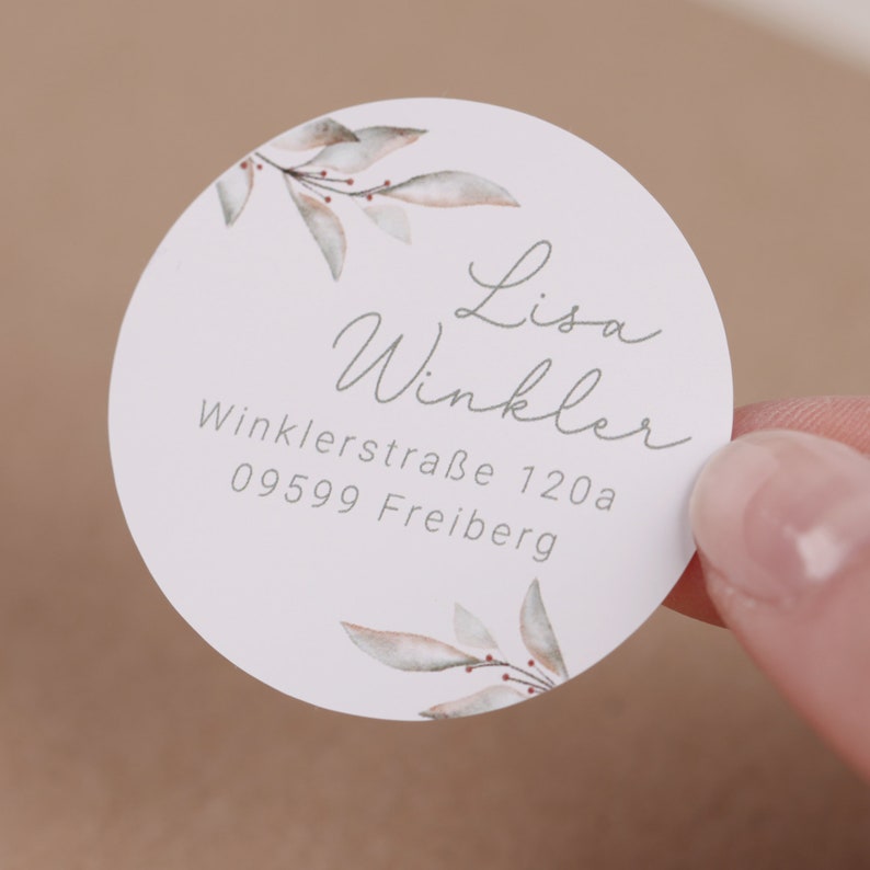 Adressaufkleber rund runde Aufkleber mit Adresse Adressaufkleber personalisiert Sticker für Hochzeit runde Adressensticker Bild 1