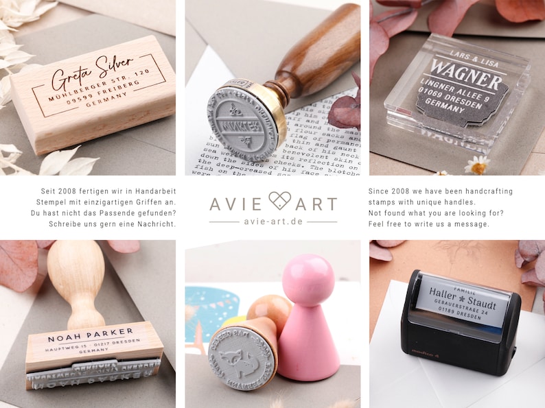 Adressstempel personalisiert, Textstempel mit Adresse, Stempel mit Adresse und Vornamen, Geschenk zur Hochzeit, Geschenk zum Einzug afbeelding 10