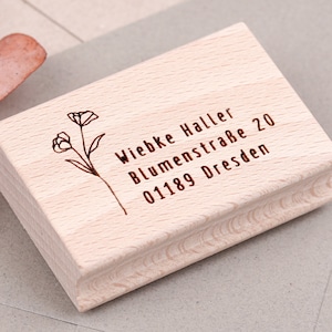 Adressenstempel mit Blumen || personalisierter Stempel mit Adresse || Geschenk für Frauen || Geschenk zum Einzug