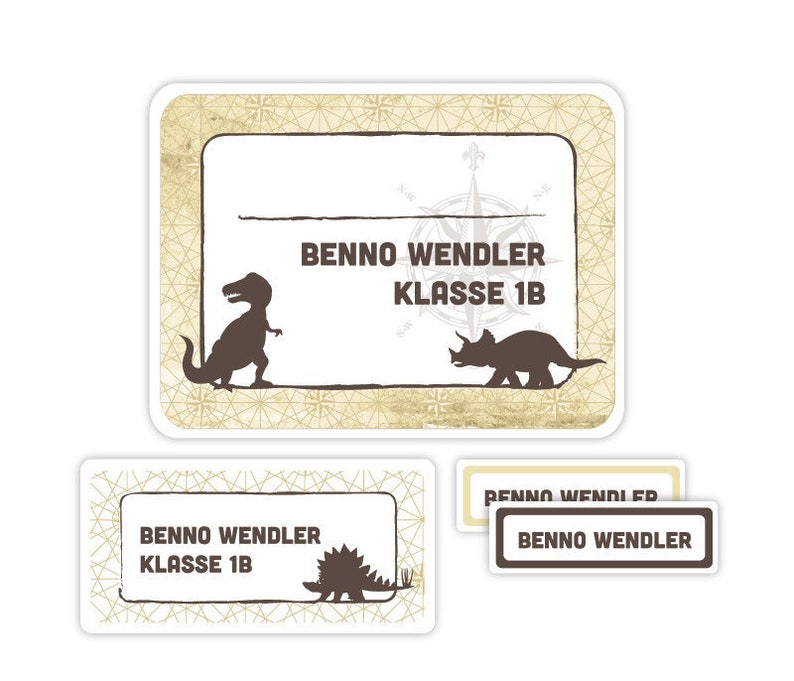 Namensaufkleber für Kinder, Schulaufkleber, Geschenk Einschulung, Geschenk Schulanfang, Sticker, Aufkleber mit Namen Dinosaurier ASET008 image 1