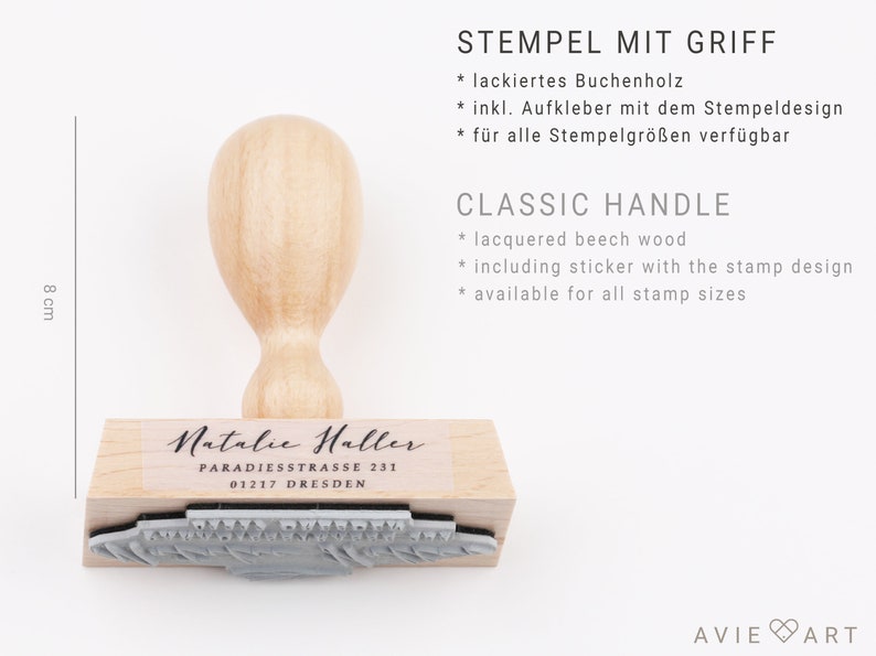 Adressstempel personalisiert, Textstempel mit Adresse, Stempel mit Adresse und Vornamen, Geschenk zur Hochzeit, Geschenk zum Einzug afbeelding 6