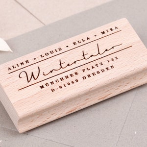 Familienstempel mit Adresse | Adressstempel für Familien & Paare | großer Stempel mit Adresse Schreibschrift