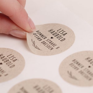 runde Adressaufkleber personalisiert Adressetiketten Graspapier Aufkleber mit Adresse personalisierte Aufkleber Sticker für Hochzeit afbeelding 4