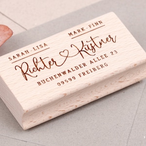 Adressstempel personalisiert | Familienstempel personalisiert | Adressstempel Familie mit zwei Nachnamen | Geschenk zum Einzug