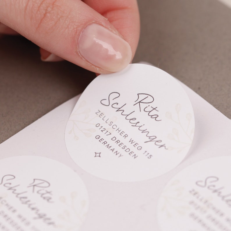 Adressaufkleber rund runde Aufkleber mit Adresse Sticker für Hochzeit runde Adressensticker Etiketten personalisiert Hochzeit imagen 3