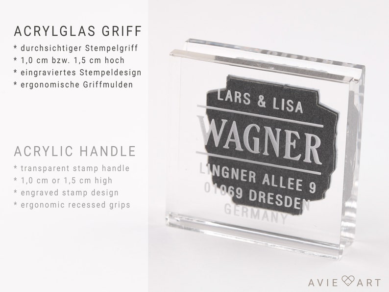 Adressstempel für Männer oder Paare, Stempel für Familien, Geschenk für Paare, Geschenk zum Einzug, individueller Stempel mit Adresse Bild 8