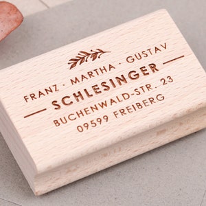 Adressenstempel personalisiert | Stempel mit Adresse Zweig | Geschenk zur Hochzeit | personalisierter Stempel