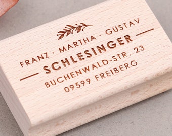 Adressenstempel personalisiert | Stempel mit Adresse Zweig | Geschenk zur Hochzeit | personalisierter Stempel