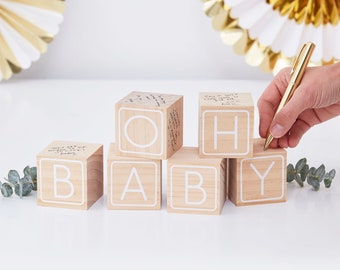 Guestbook Babyparty Wooden Cube Babyshower Guest