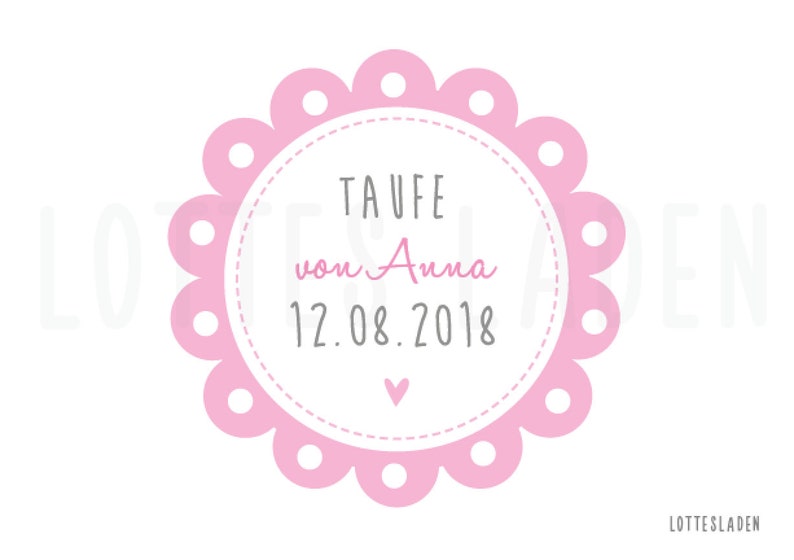 24 Personal sticker baptism Baby ruffles Pink