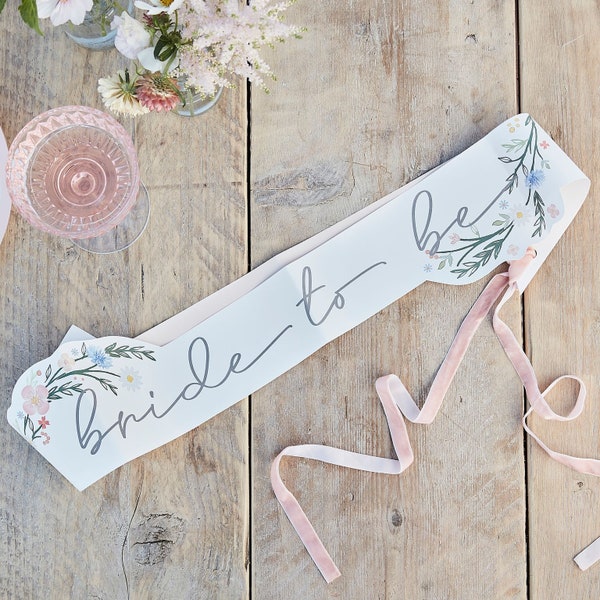 Schärpe Bride To Be Boho Brautparty Hochzeit JGA Blumen