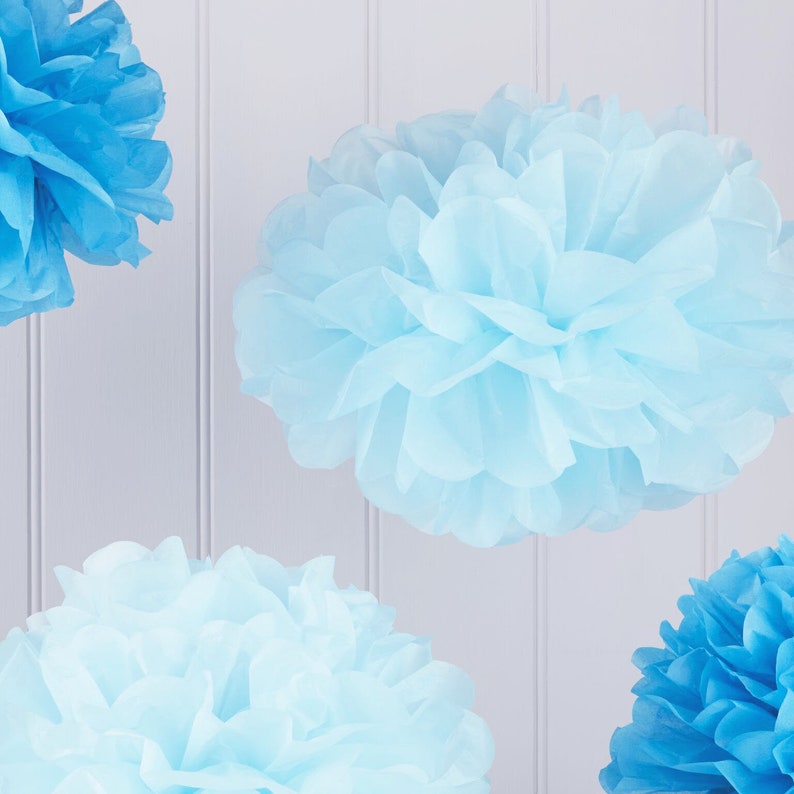 Pom Pom Set Party Deco Wall Decor Blue