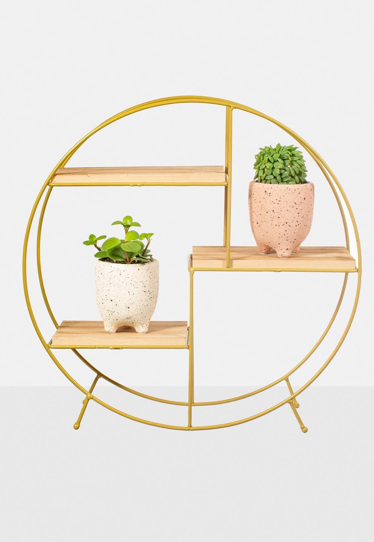 Gold Shelf Round with Wood Inserts Wall Decoration Interior Etsy